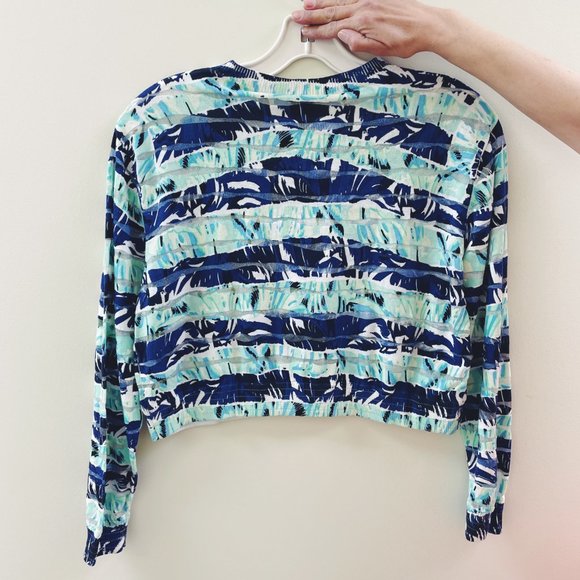 Kenzo Blue Floral Stripe Lightweight Sweater (M) NWT - Picture 7 of 10